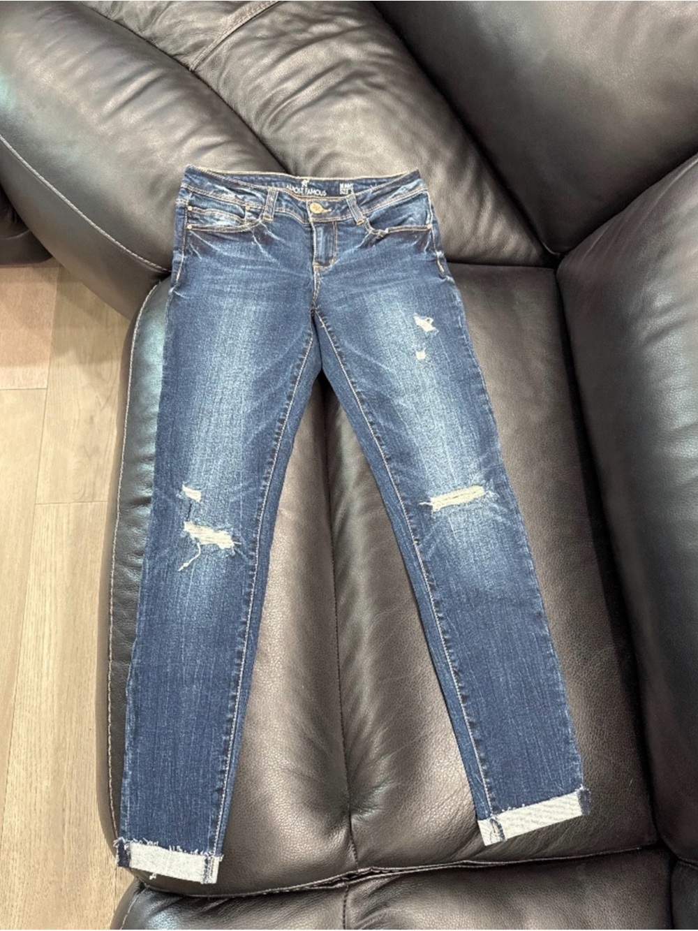 Almost Famous Dark Blue Distressed Skinny Jeans